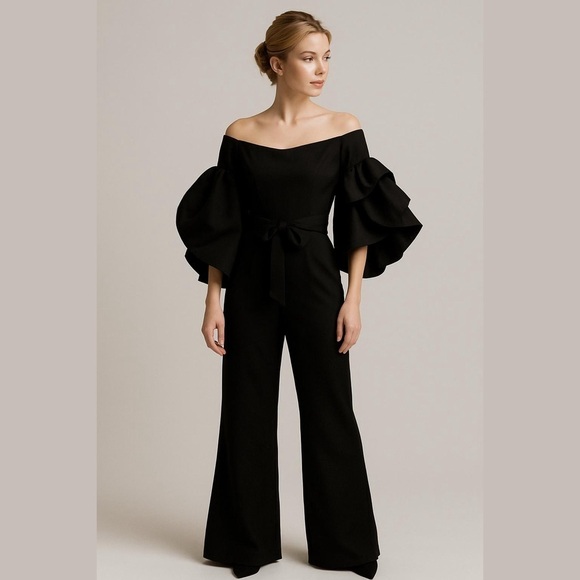 FAERIESTY Pants - Faeriesty puffer sleeve wide leg dress jumpsuit large NWOT